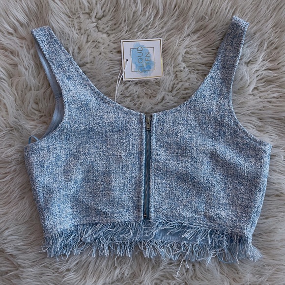 Small Cloud Ten Baby Blue Matching Set with Fringe Detail - Picture 3 of 6